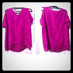 Chaus cold shoulder hot pink/fuscia top, sz L